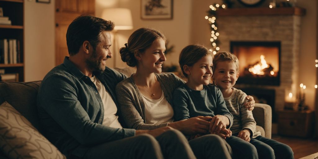 Family supporting child in cozy home environment