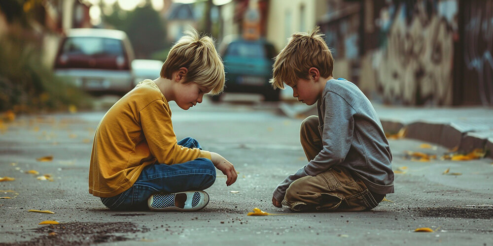 a kid being empathetic with another kid