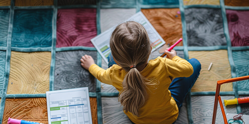 a kid doing her chores and checklists