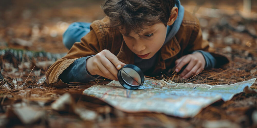 kid playing scavenger hunt