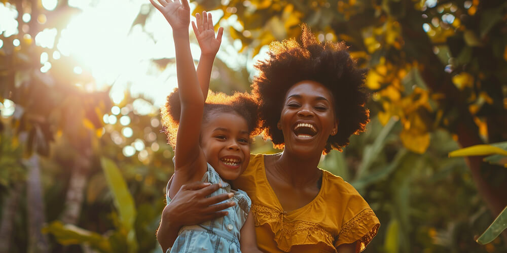 mom and daughter celebrating progress